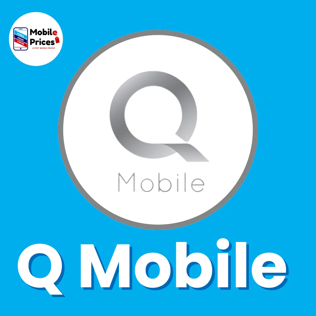 Q Mobile brand logo on a blue background with Q Mobile text below